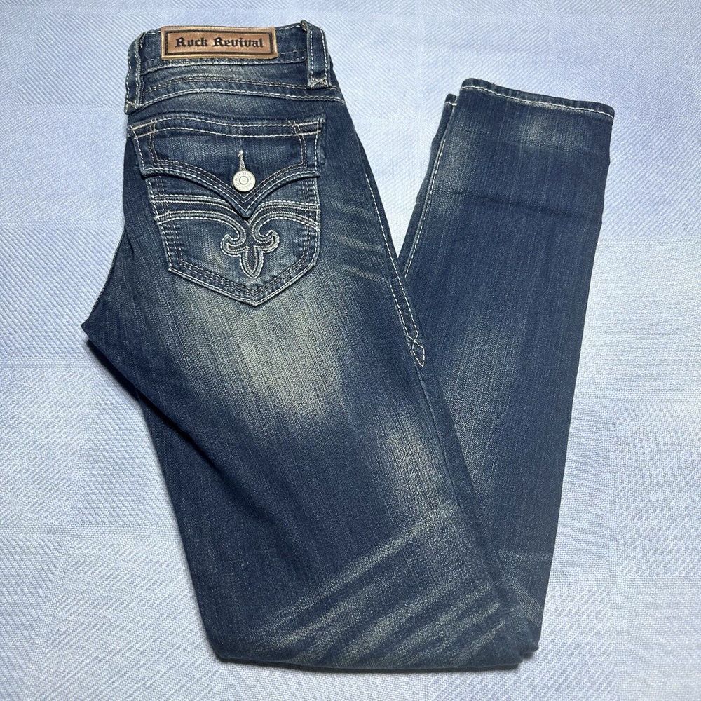 Rock‎ Revival Stephan Skinny Blue Denim Jeans Women's Size 27 (29x32)